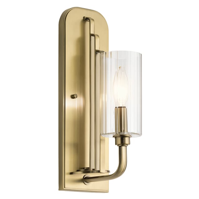 Elstead Lighting Qn-kimrose1-bnb Quintiesse Wandleuchte Kimrose E14 1x40w Stahl, Messing Gebürstet Glas Klar, Geriffelt H:35.5cm B:11.5cm Dimmbar