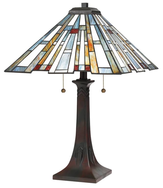 Elstead Quoizel Maybeck Tiffany Tischlampe Valiant Bronze