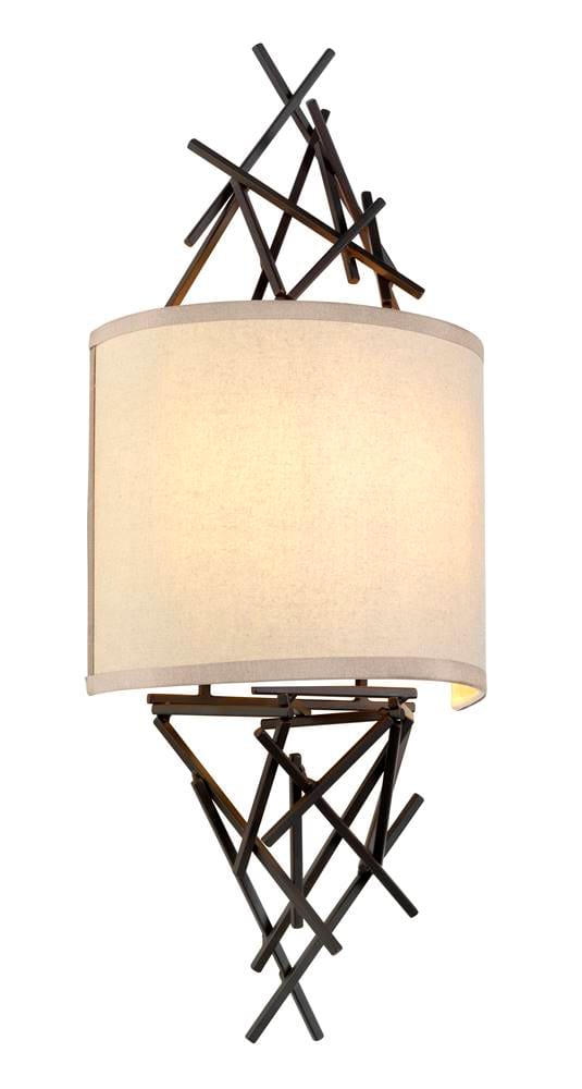 Wandleuchte Flurleuchte Wohnzimmerlampe Leinen Stahl Bronze 2-flammig E14
