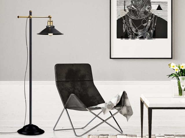 Led Stehleuchte Mit Schwenkbarem Metallschirm Schwarz, Höhe 155cm