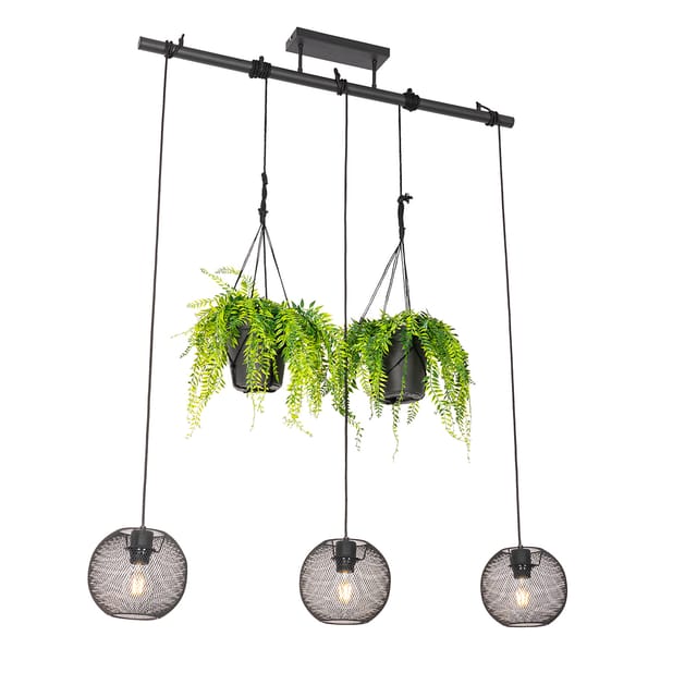 Industrielle Hängelampe Schwarz 3-flammig - Flor