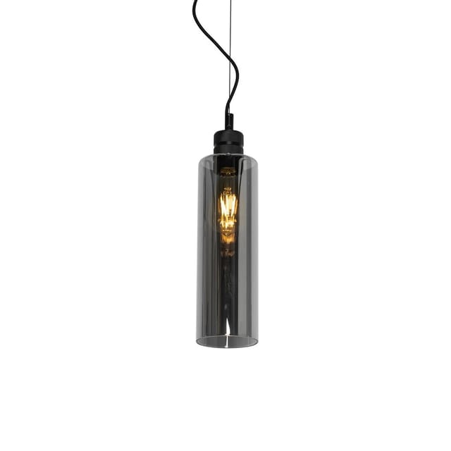 Moderne Hängelampe Schwarz Mit Rauchglas - Stavelot