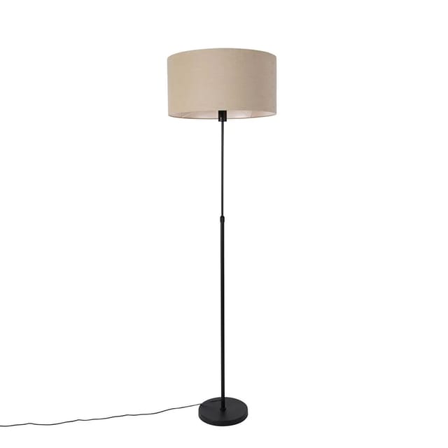 Stehleuchte Schwarz Verstellbar Mit Schirm Hellbraun 50 Cm - Parte