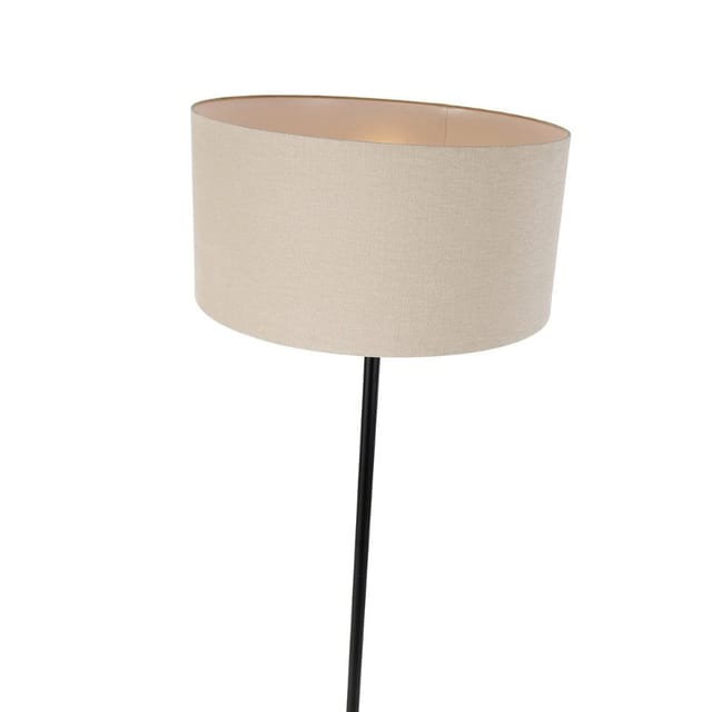 Stehlampe Schwarz Mit Schirm Hellbraun 50 Cm - Simplo