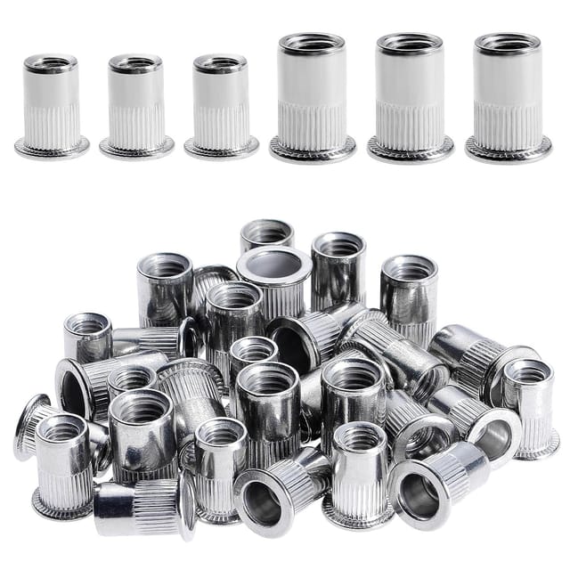 100 Stück Nietmuttern M6 M8, Edelstahl-nietmuttern, Flachkopf-einsteckmutter-sortiment-kit Für Holzmöbel, Mutter M6, Mutter M8, Jede Größe 50 Stück