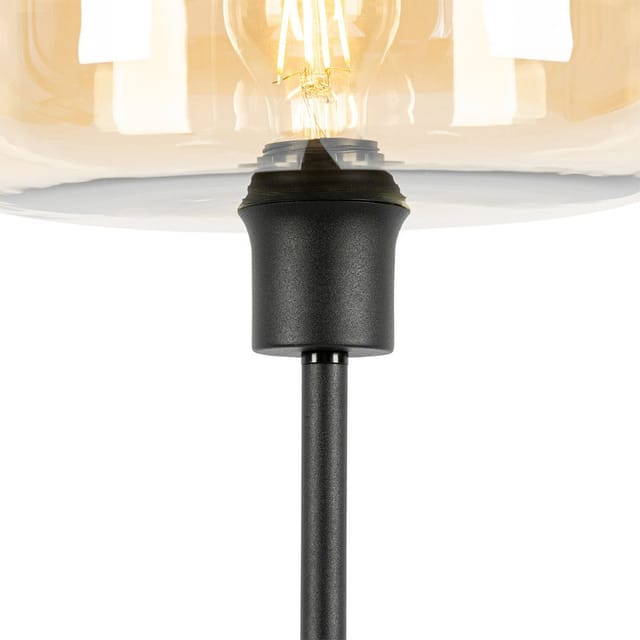 Art-deco-stehlampe Schwarz Mit Braunem Glas - Bizle
