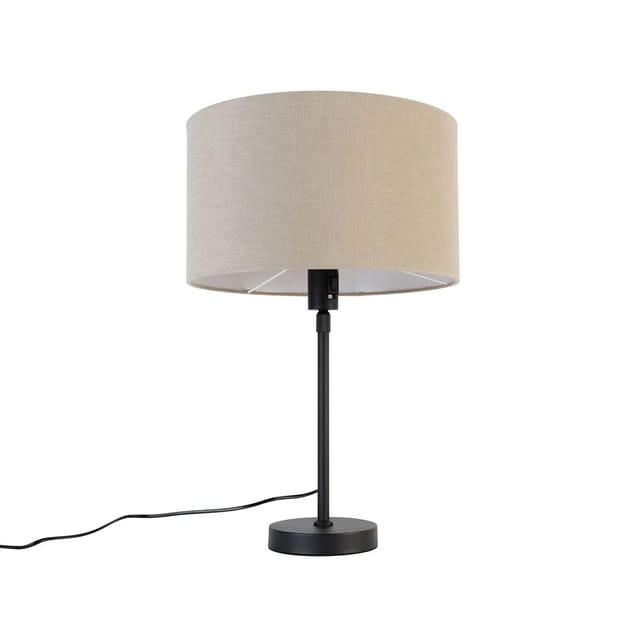 Tischleuchte Schwarz Verstellbar Mit Schirm Hellbraun 35 Cm - Parte