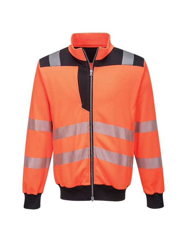 Pw3 Hi-vis Sweatshirt Mit Reißverschluss Farbe: Orange/schwarz Größe L - Portwest