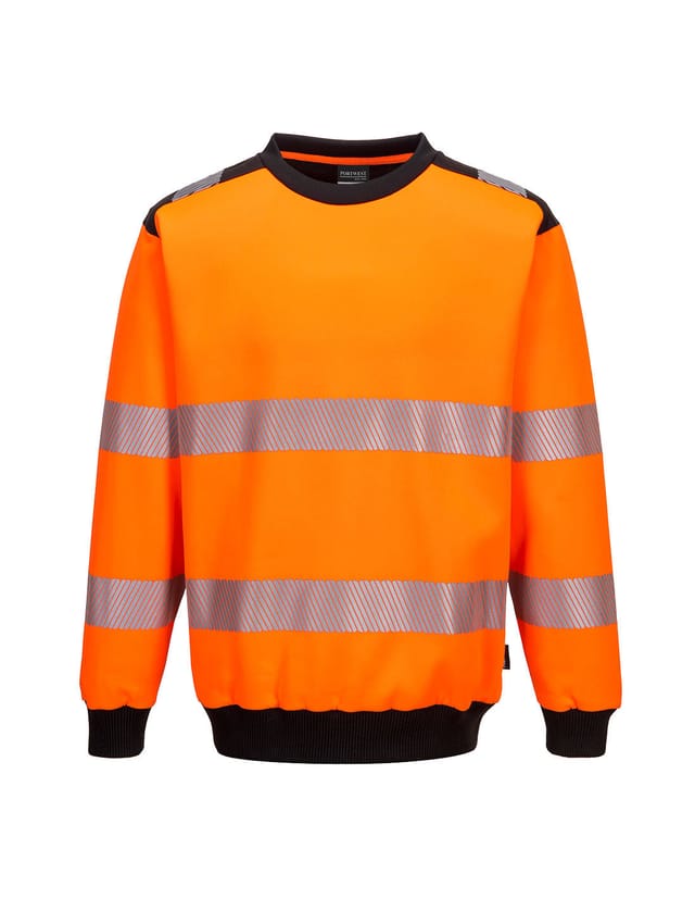 Sweatshirt Mit Rundhalsausschnitt Pw3 Hochsichtbarkeit Farbe: Orange/schwarz Größe 4xl - Portwest