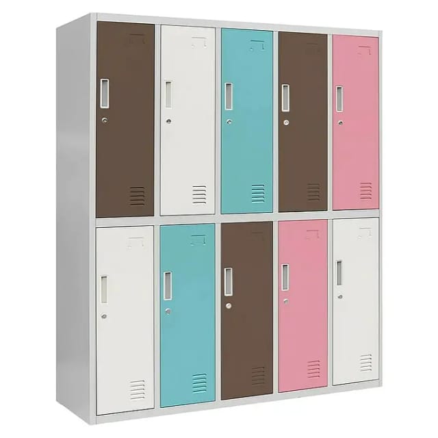 Schließfachschrank 5b2as Umkleideschrank Wertfachschrank Umkleideschrank Mit 10 Fächern Stahlblechkonstruktion Pulverbeschichtet 150 Cm X 136 Cm X 45 Cm (h X B X T) (pastellfarben) - Jan Nowak