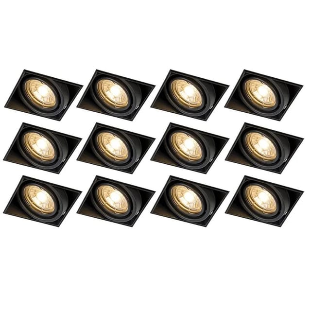 12er Set Einbaustrahler Schwarz Gu10 Neigbar Randlos - Oneon