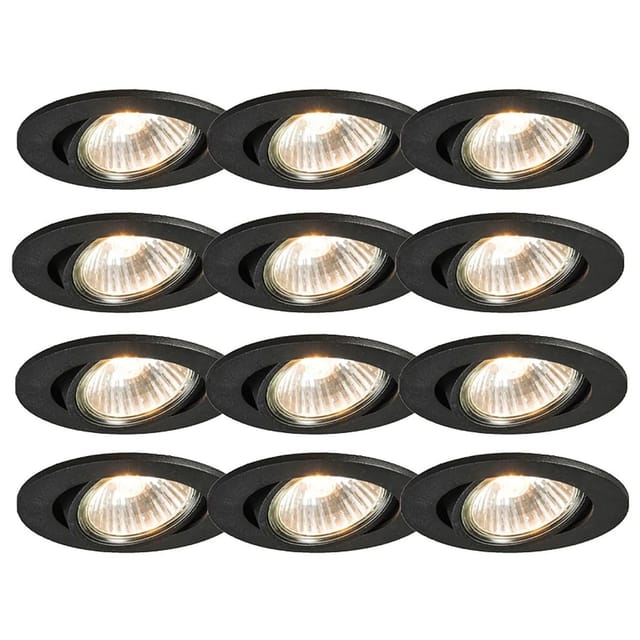 Set Mit 12 Einbauspots Schwarz Neigbar - Cisco