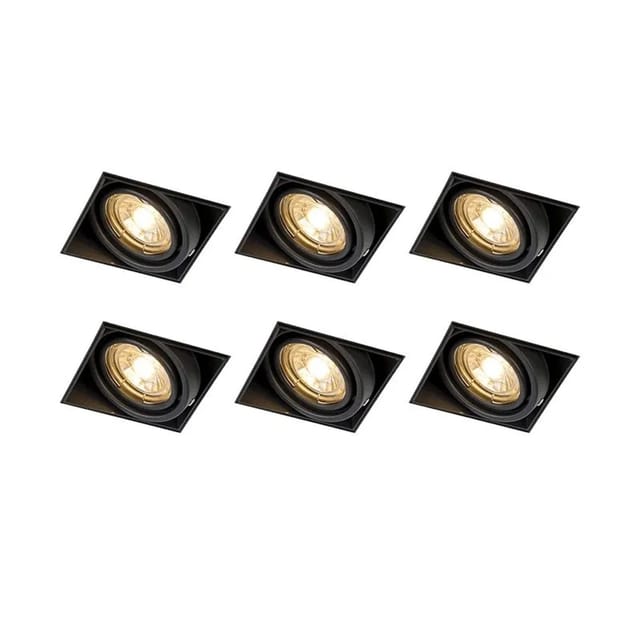 6er Set Einbaustrahler Schwarz Gu10 Neigbar Randlos - Oneon
