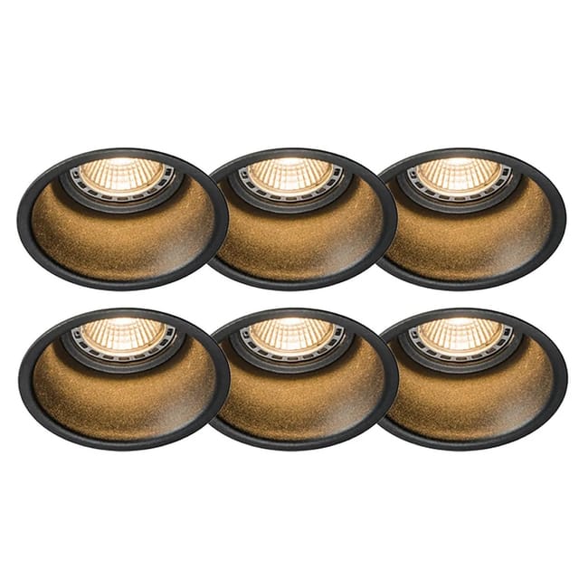 Set Mit 6 Einbauspots Schwarz Rund - Dept