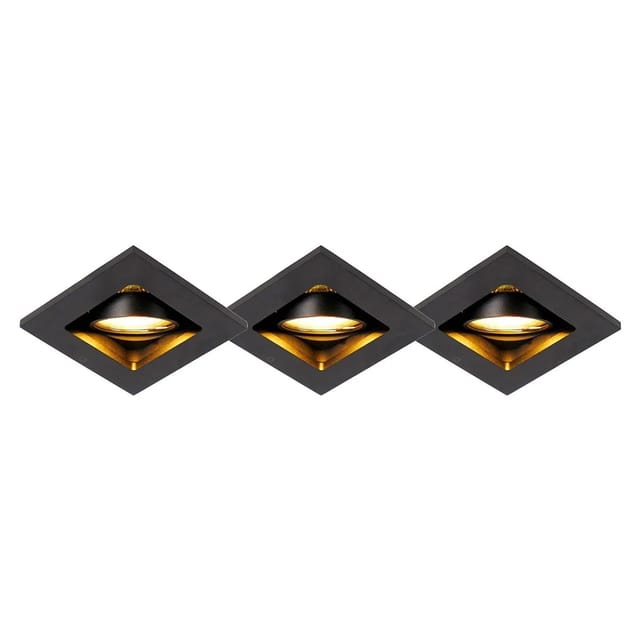 Set Aus 3 Modernen Einbaustrahlern Schwarz Verstellbar - Qure