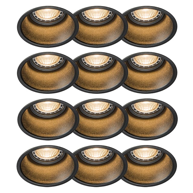 Set Mit 12 Einbauspots Schwarz Rund - Dept