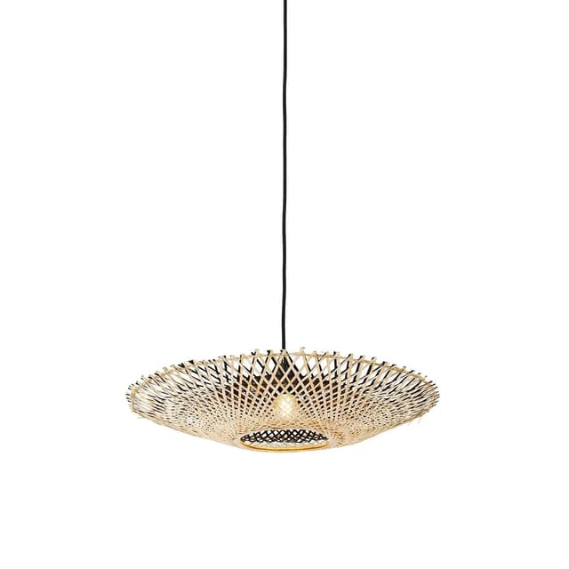 Orientalische Hängelampe Schwarz Mit Bambus 50cm - Rina
