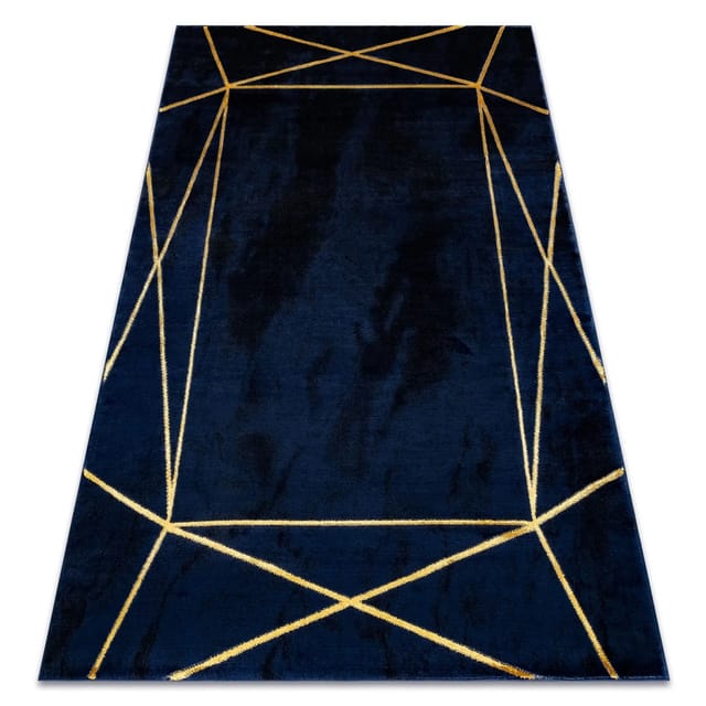 Exklusiv Emerald Teppich 1022 Glamour, Stilvoll Geometrisch Dunkelblau / Gold Blue 180x270 Cm