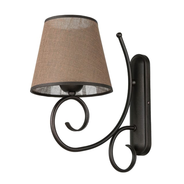Licht-erlebnisse - Wandleuchte E27 Braun Stoff Metall Rustikal Wandlampe