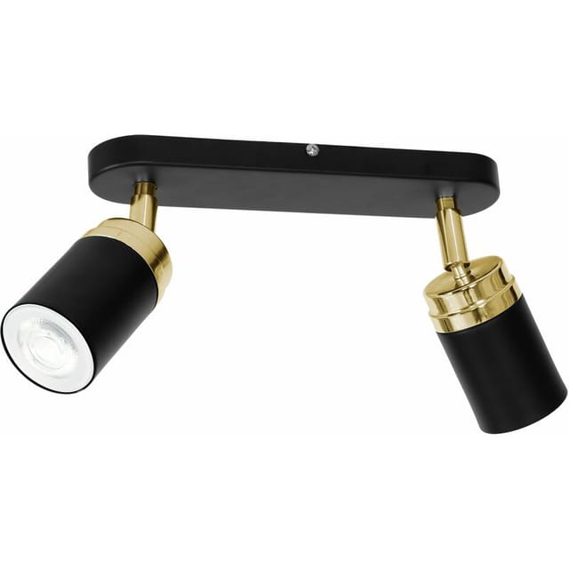 Licht-erlebnisse - Deckenspot 2-flammig Gu10 In Schwarz Gold Metall Verstellbar Modern Wohnzimmer Evie