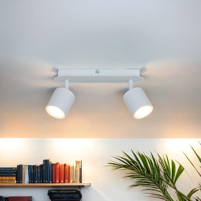 Deckenspot Klein Weiß Gu10 2-flammig Metall Modern Deckenstrahler