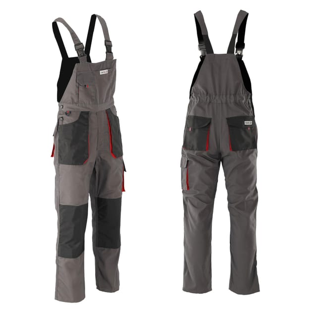 Arbeitshose / Latzhose Dan Grau/rot Gr. S