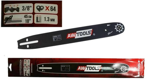 Awtools Sägeführung 45cm 64/3/8""/1,3mm / Schwarze Linie