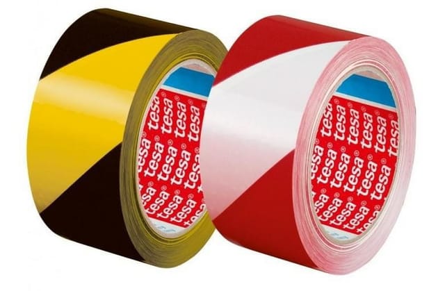 Tesa Warnklebeband Weiss-rot 33m 50mm