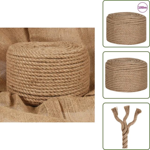 Doc&et² - The Living Store Seil 100% Jute 12 Mm 100 M - Juteschnur - Jutegarn - Naturfaser - Gartenseil - Terrassenabgrenzung