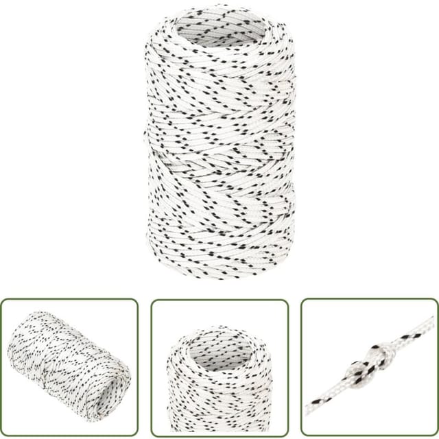 The Living Store Bootsseil Geflochten Weiß 2 Mmx25 M Polyester - Polyester Seil - Bootsseil - Schiffsseil - Segeltuch - Leinen