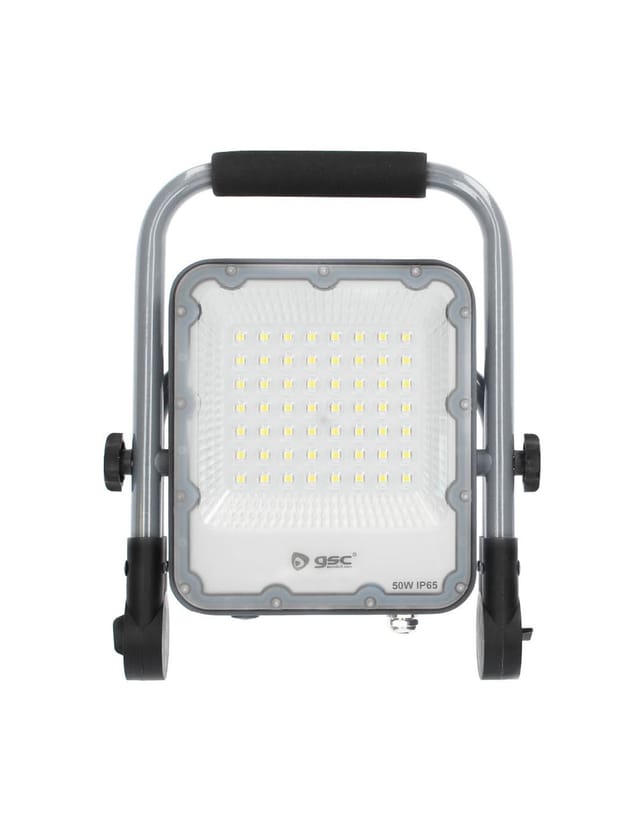 Gsc - Led-aluminiumprojektor Mit Mobiler Halterung 50 W 6500 K Ip65 Grau