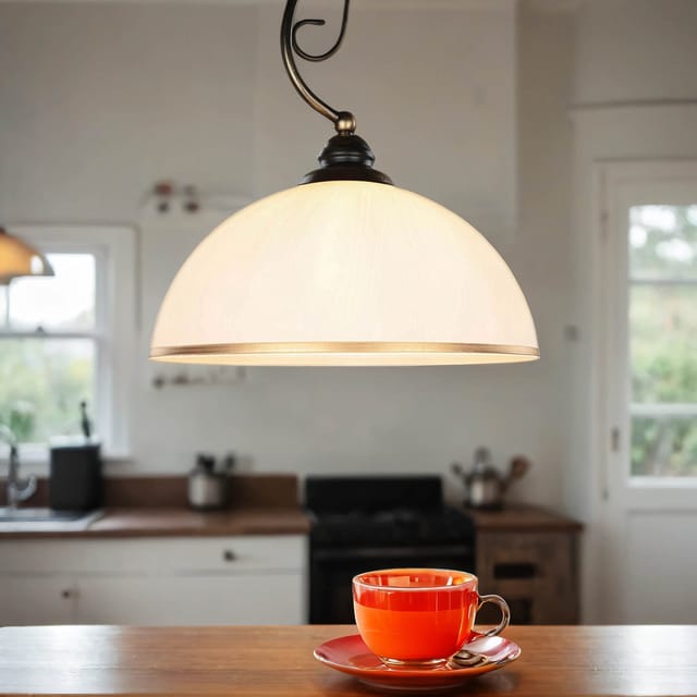 Licht-erlebnisse - Hängelampe Metall Weiß E27 Ø 30 Cm Jugendstil Hängeleuchte Wohnzimmer