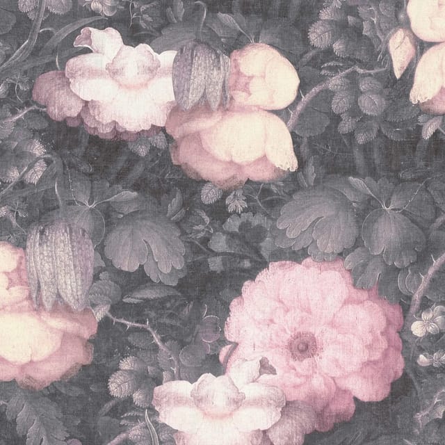 Tadessi - Tapete Vintage Pino M1-no.276 Vliestapete Grau Rosa Blumentapete Floral Wohnzimmer Schlafzimmer Küche