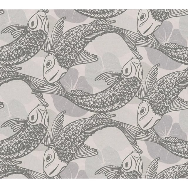 Tadessi - Tapete Tiere Guiseppina M1-no.1592 Vliestapete Grau Weiß Fische Wohnzimmer Schlafzimmer Küche
