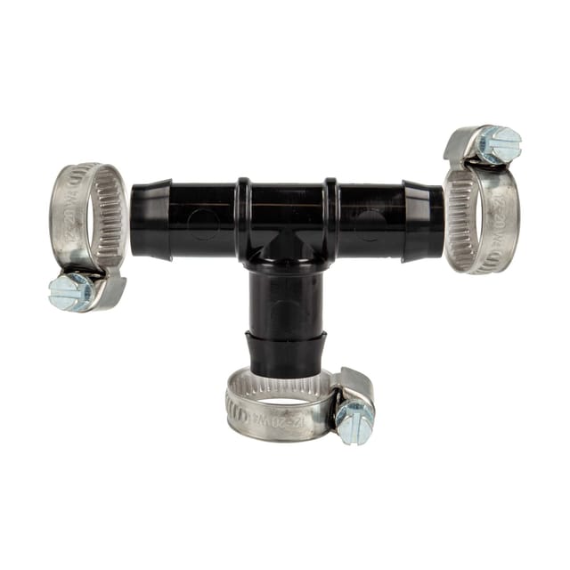 Tecuro - Schlauchverbinder T-stück Allseitig Ø 21 Mm, Mit Edelstahlschlauchschellen - Nylon Schwarz
