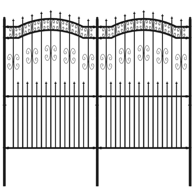 Vidaxl - Gartenzaun Mit Speerspitzen Schwarz 222 Cm Stahl