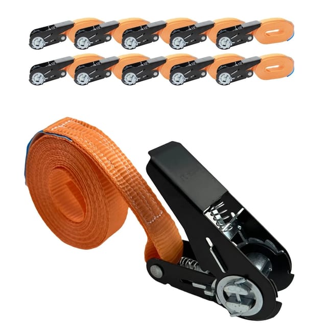 Baumarktplus - 10x Ratschen Spanngurt Spanngurte Orange 1-tlg 4m 0,8t 800kg Schwarzes Schloss