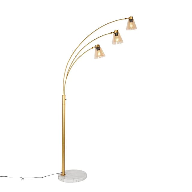 Bogenlampe Bronze Mit Marmor Und Braunglas 3 Lichter - Nina
