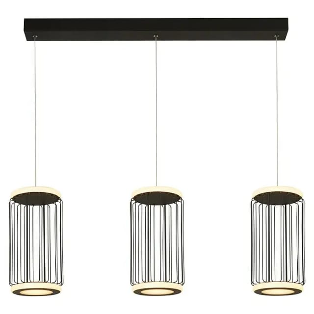 Searchlight - Hängelampe Pendellampe Esstischlampe Gitter 3 Flammig Schwarz Led H 150 Cm
