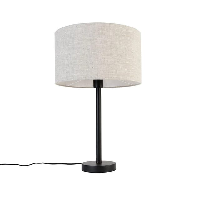 Moderne Tischlampe Schwarz Mit Bouclé-schirm Hellgrau 35 Cm - Simplo