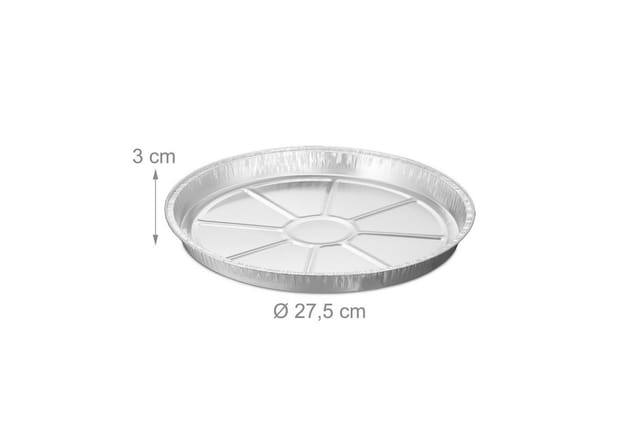 Aluschalen, 25er Set, H X Ø: 3 X 27,5 Cm, Backform, Tropfschalen Indirektes Grillen, Runde Aluformen, Silber - Relaxdays