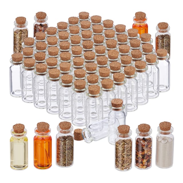 288 X Mini Glasflaschen Mit Korken, Kleine Glasfläschchen Zum Befüllen, 10ml, Deko Fläschchen Glas, Transparent