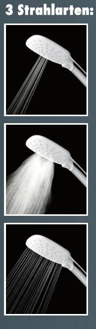 Primaster - Handbrause 3 Strahlarten Water Dance Quadratisch Chrom-weiß Wassersparend Handbrause