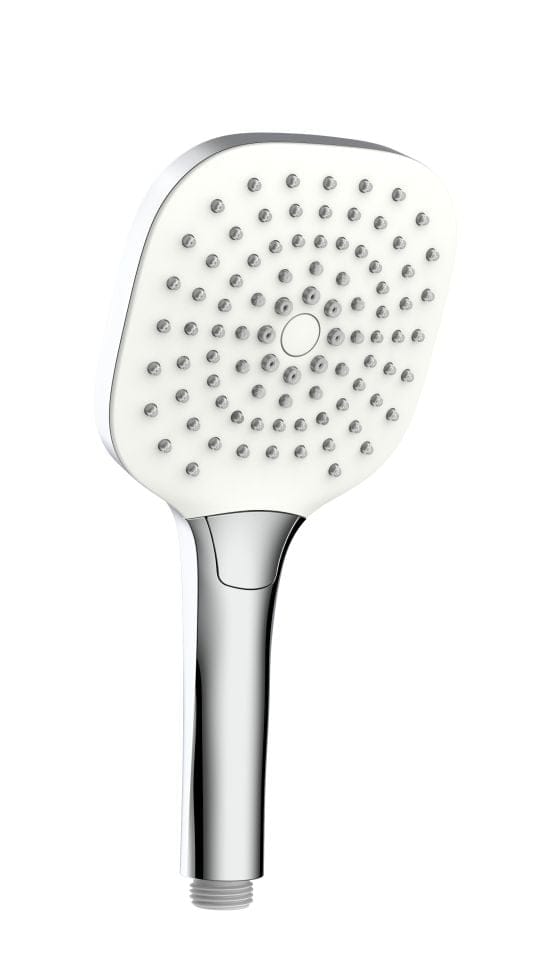 Primaster - Handbrause 3 Strahlarten Water Spray Quadratisch Chrom-weiß Wassersparend Handbrause