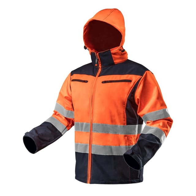 Hi-vis Softshell-arbeitsjacke Mit Kapuze, Orange, Größe L