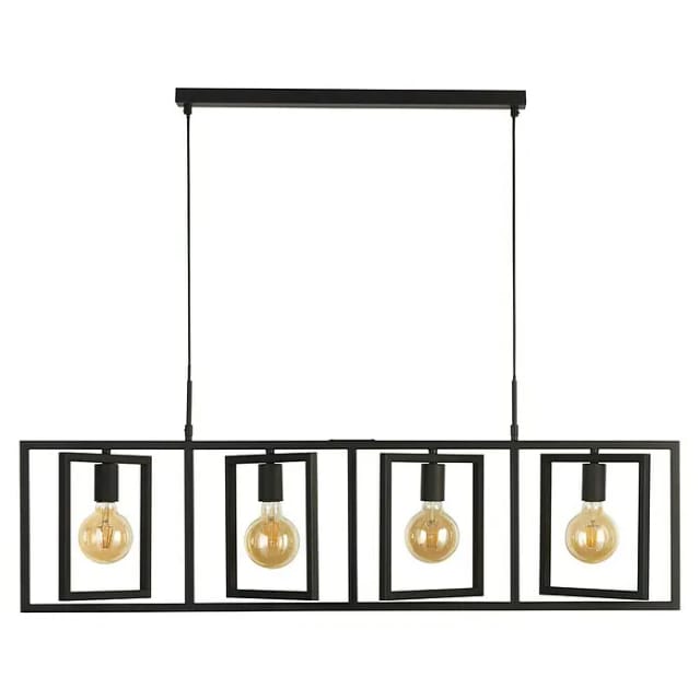 Pendelleuchte Hängelampe Deckenleuchte Esszimmerleuchte Stahl Schwarz H 150 Cm