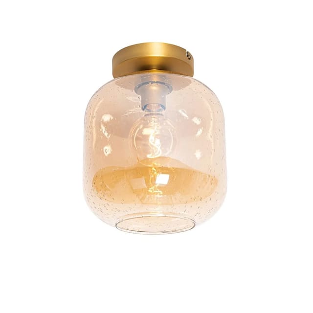 Design-deckenleuchte Aus Messing Und Braunem Glas - Zuzanna