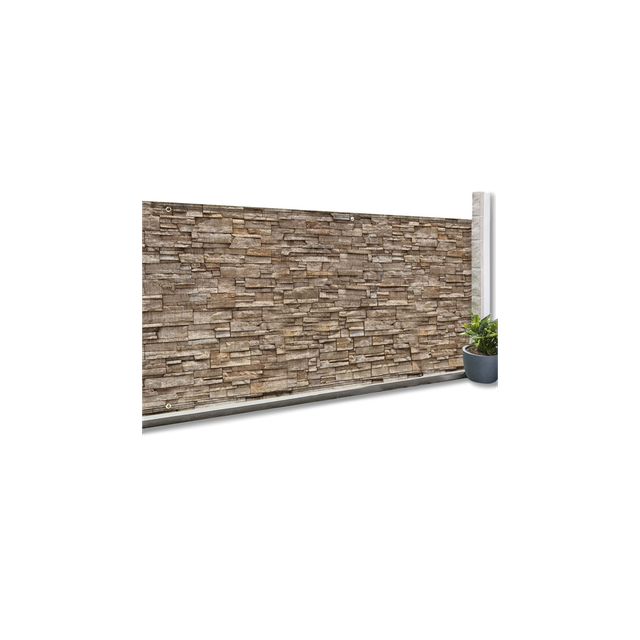 Idmarket - Verdunkelnder Sichtschutz 1,2 X 10 M Steinmotiv Braun 160 Gr/m²