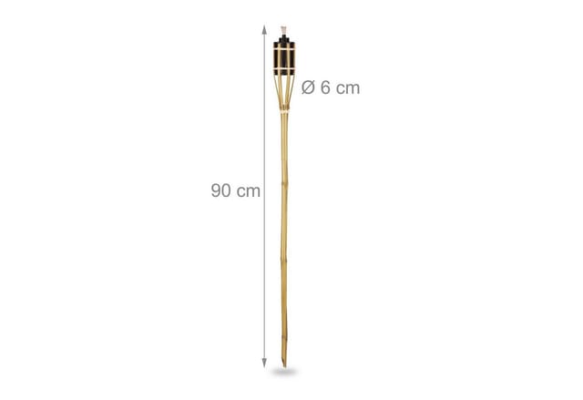 Relaxdays Gartenfackeln Für Draußen, 16er Set, 90 Cm, Bambusfackeln Gartenparty Deko, Ölfackeln Mit Ersatzdocht, Natur