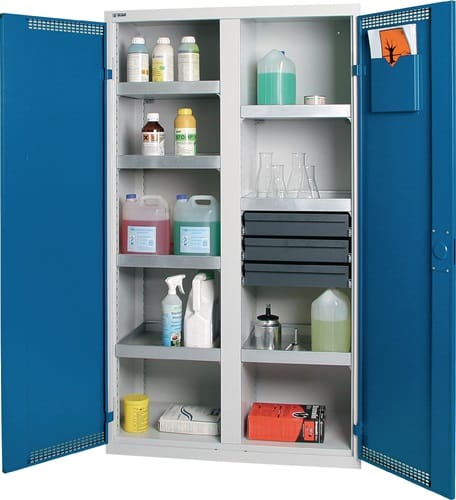 Stumpf - Umweltschrank Bp-5 Lichtgrau / Enzianblau + 7 Auffangwannen + 3 Schubladen 100 Mm - 7599074